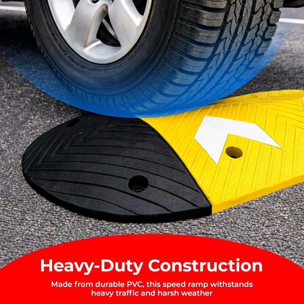Berry Heavy-Duty PVC Speed Bump | 7.5CM High Modular Speed Ramp with Reflective Strips