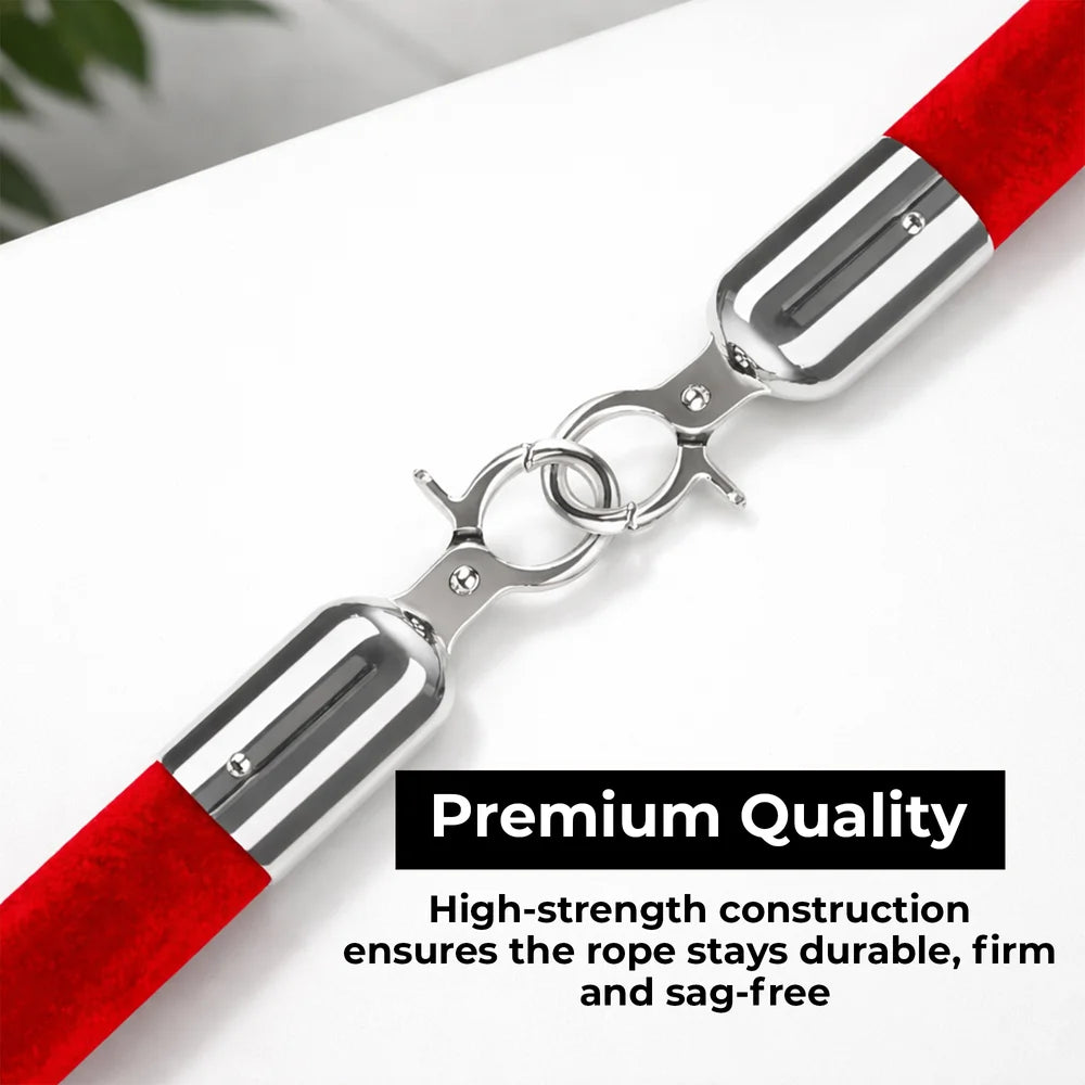 Berry 1.5M Velvet Stanchion Rope with Silver Hooks