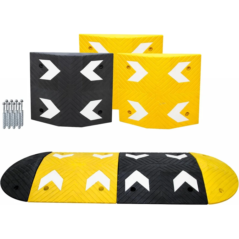 Berry Heavy-Duty PVC Speed Bump | 7.5CM High Modular Speed Ramp with Reflective Strips