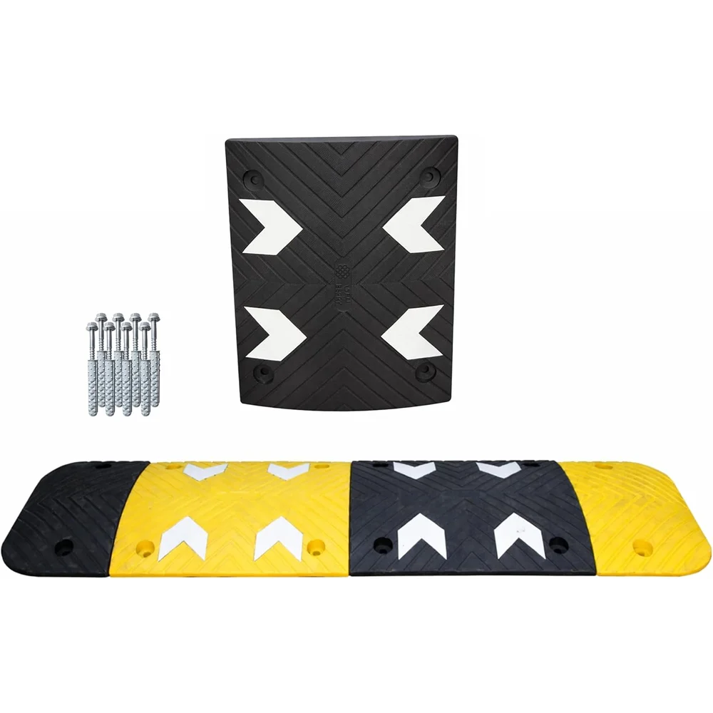 Berry Heavy-Duty PVC Speed Bump | 5CM High Modular Speed Ramp with Reflective Strips