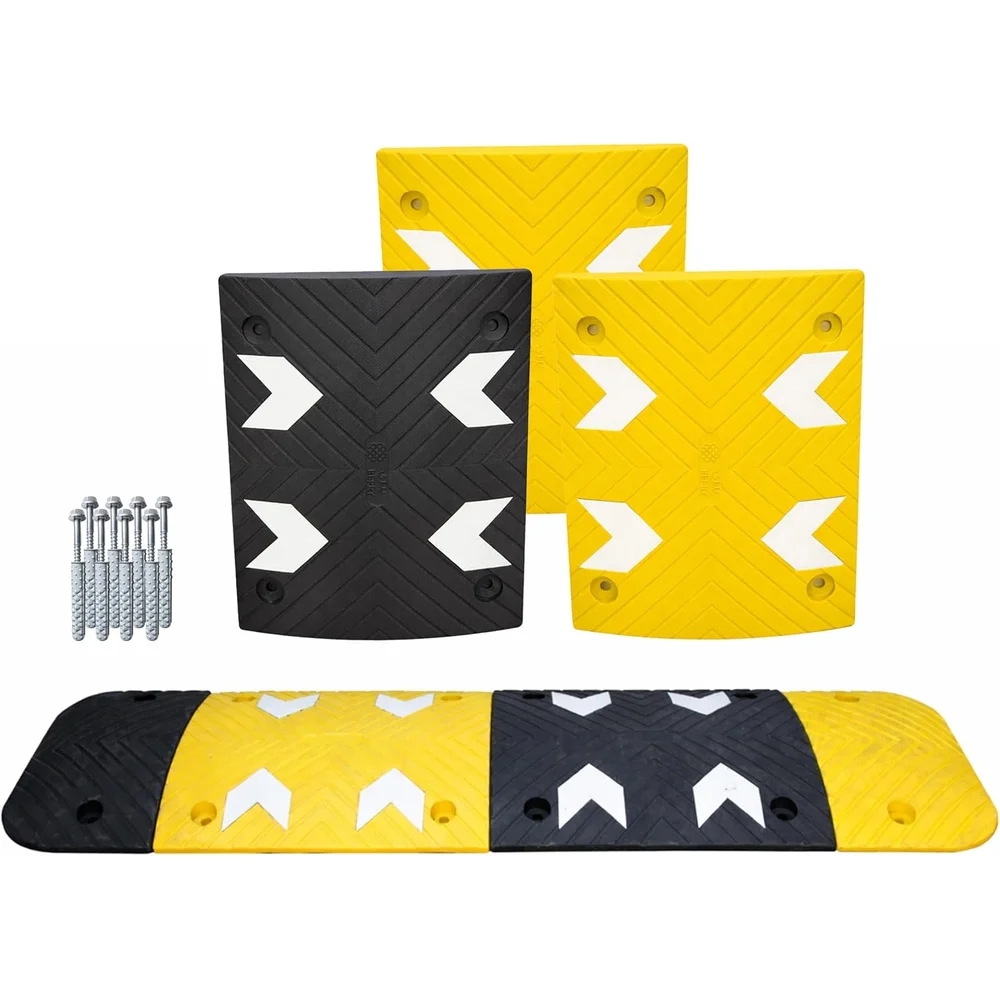 Berry Heavy-Duty PVC Speed Bump | 5CM High Modular Speed Ramp with Reflective Strips