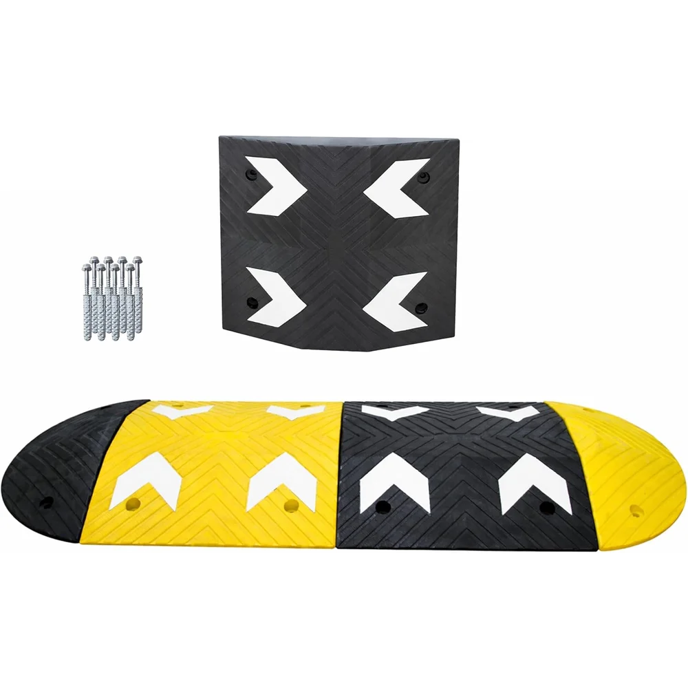 Berry Heavy-Duty PVC Speed Bump | 7.5CM High Modular Speed Ramp with Reflective Strips