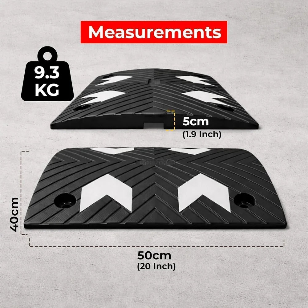 Berry Heavy-Duty PVC Speed Bump | 5CM High Modular Speed Ramp with Reflective Strips