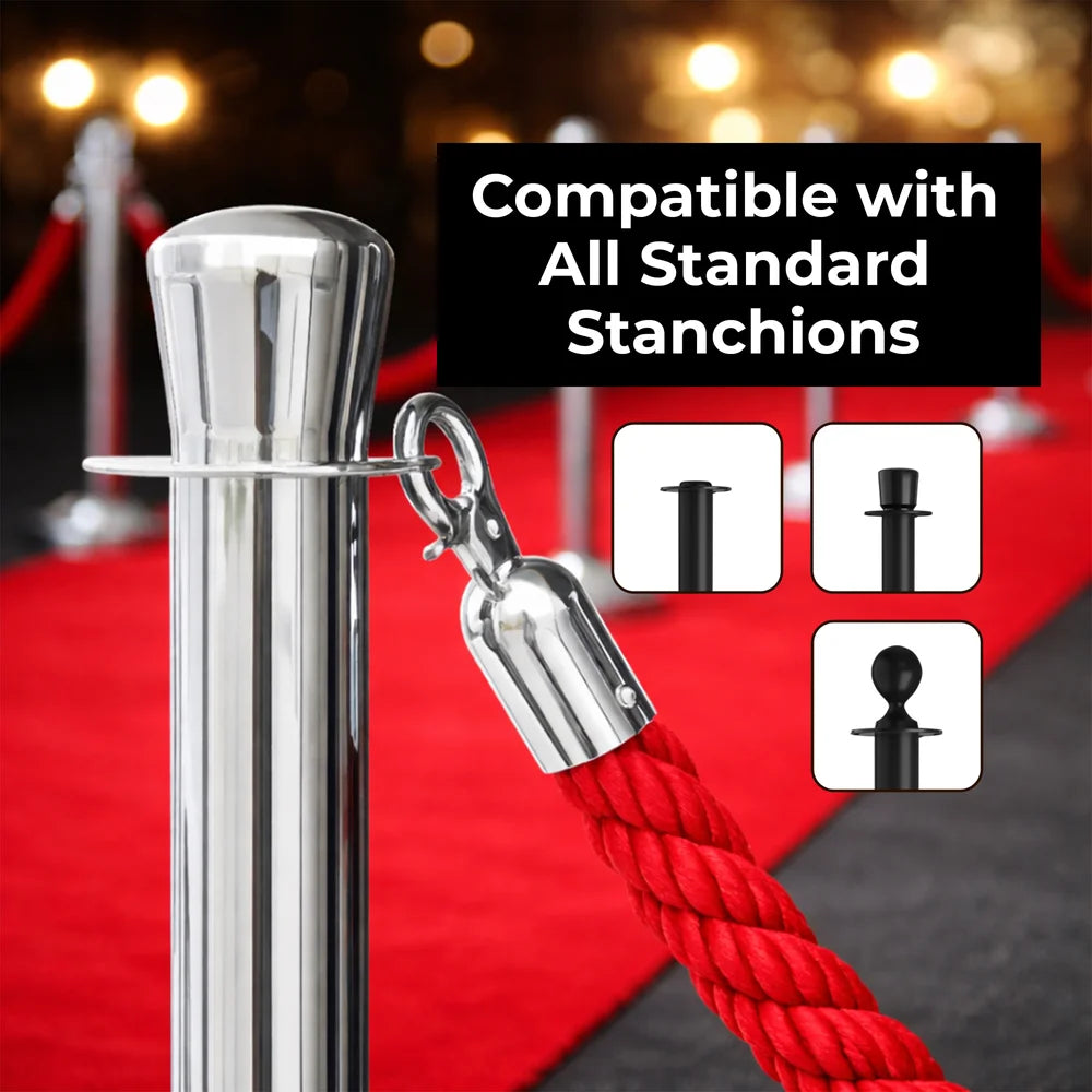 Berry 1.5M Twisted Stanchion Rope with Silver Hooks