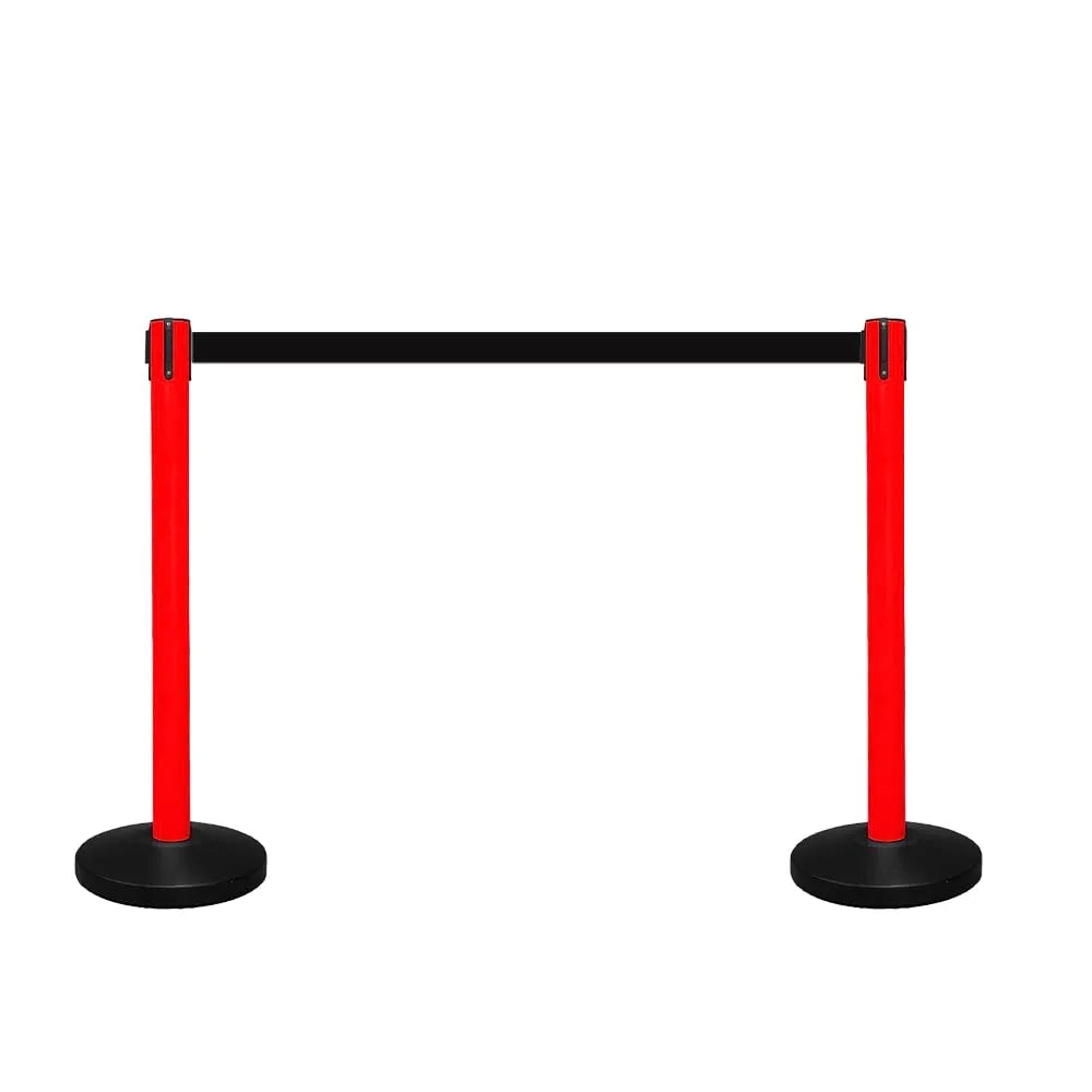 100CM Berry red pedestrian barrier with 3M black retractable belt