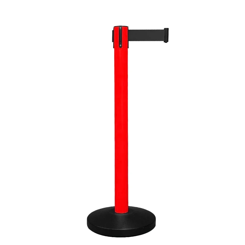 100CM Berry red stanchion post with 3M black retractable belt
