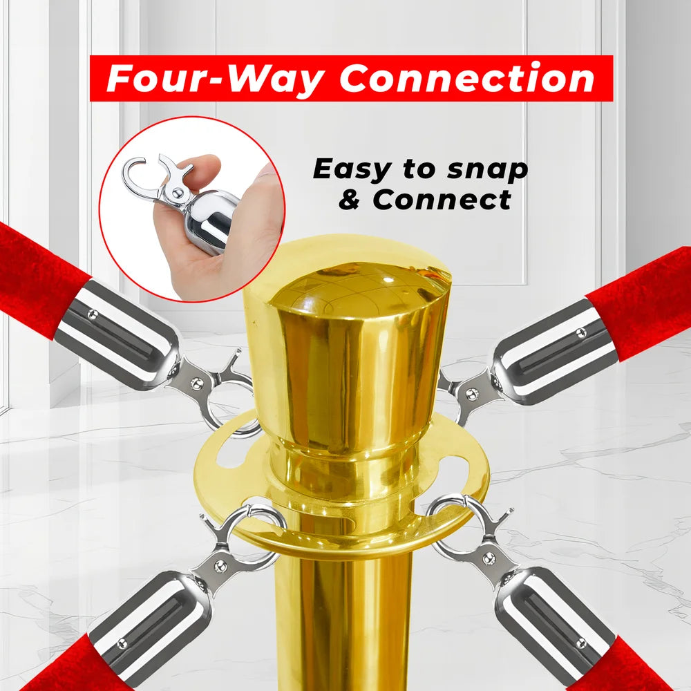 one hundred centimeter Berry gold queue stanchion with red velvet rope for guest line management