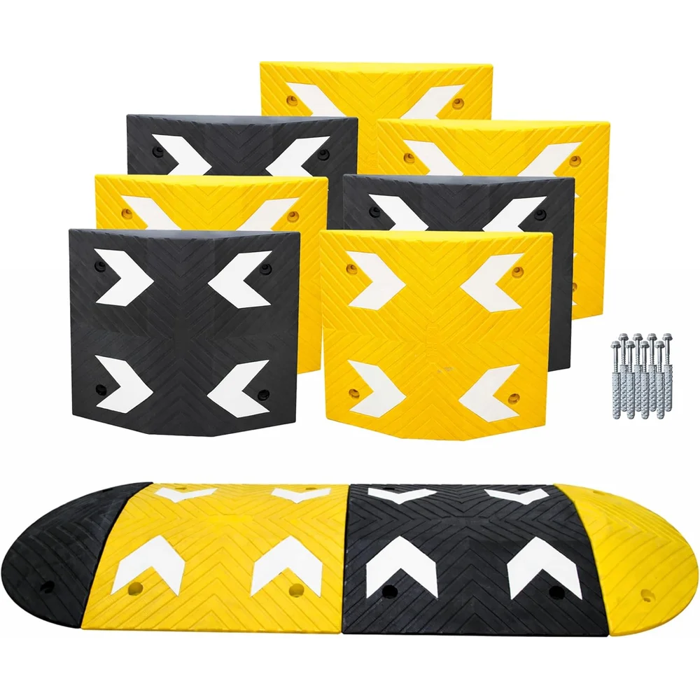 Berry Heavy-Duty PVC Speed Bump | 7.5CM High Modular Speed Ramp with Reflective Strips