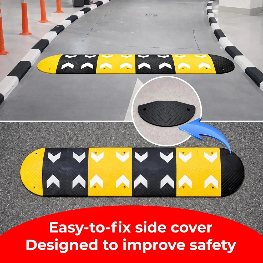 Berry Heavy-Duty PVC Speed Bump | 7.5CM High Modular Speed Ramp with Reflective Strips