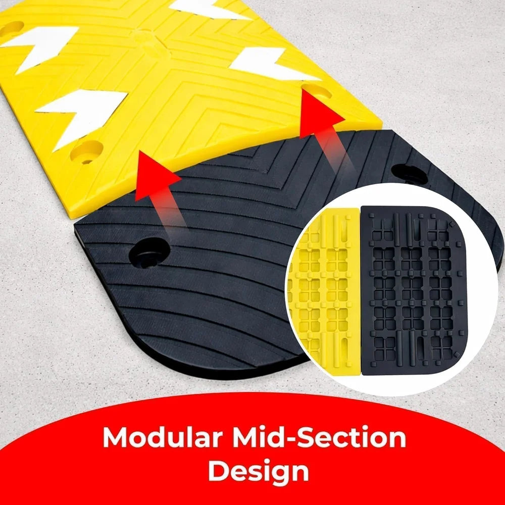 Berry Heavy-Duty PVC Speed Bump | 5CM High Modular Speed Ramp with Reflective Strips
