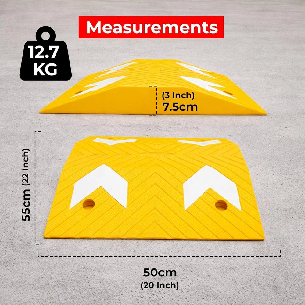 Berry Heavy-Duty PVC Speed Bump | 7.5CM High Modular Speed Ramp with Reflective Strips
