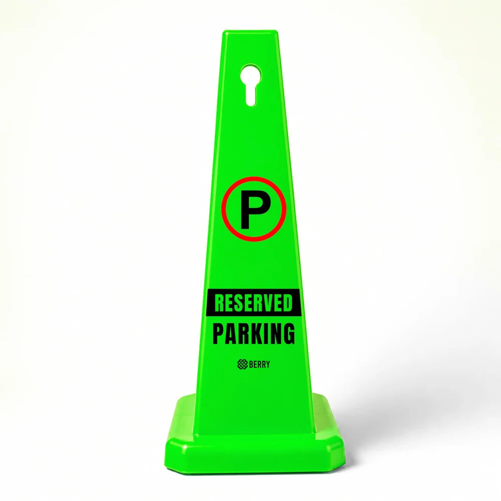green Berry reserved parking cone for designated parking spaces