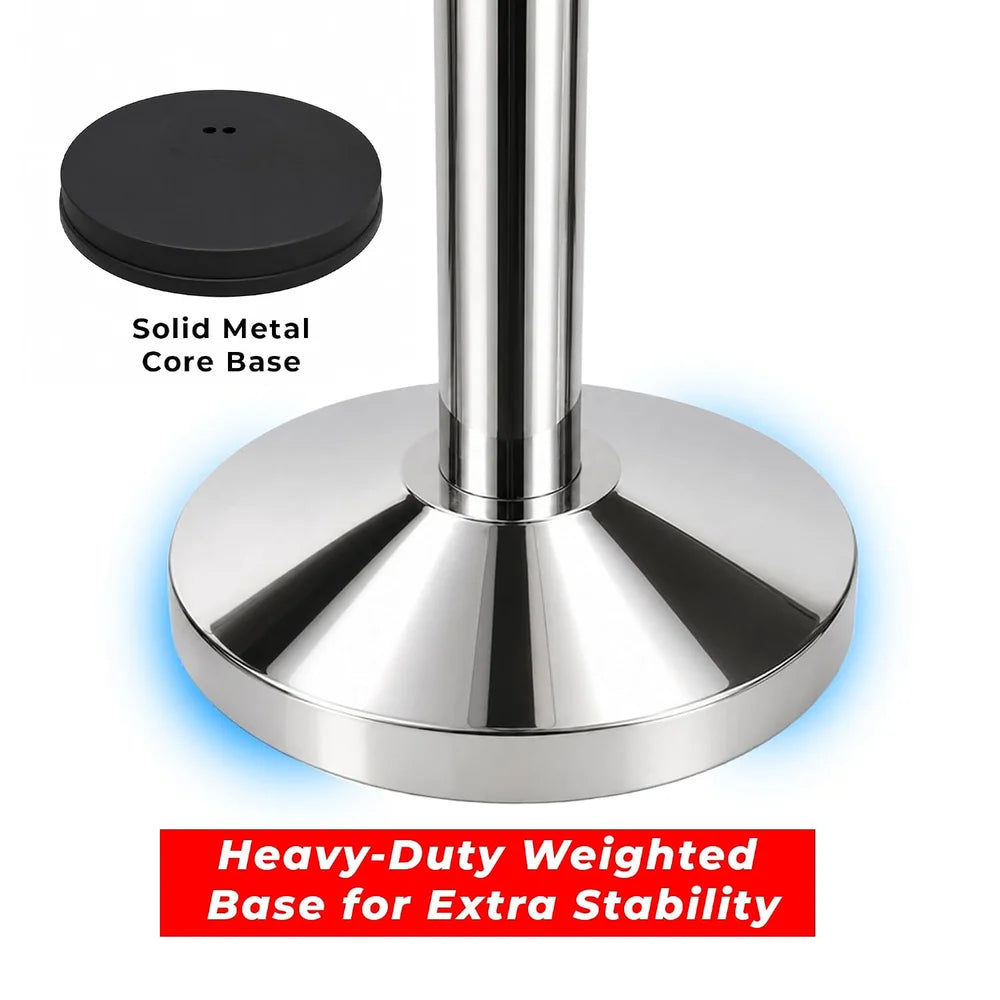 100CM Berry stainless steel crowd control post with 3M blue retractable belt