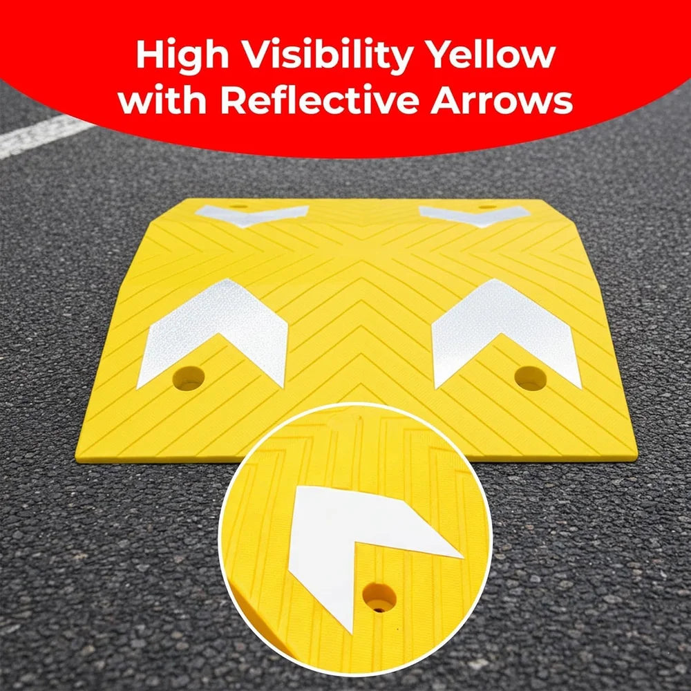 Berry Heavy-Duty PVC Speed Bump | 7.5CM High Modular Speed Ramp with Reflective Strips