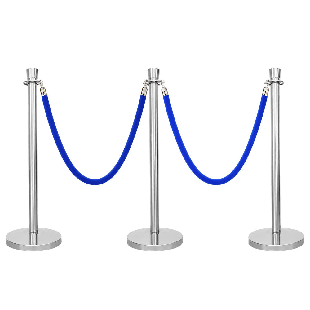 Berry 100CM Silver Stanchion Post with 1.5M Blue Velvet Rope