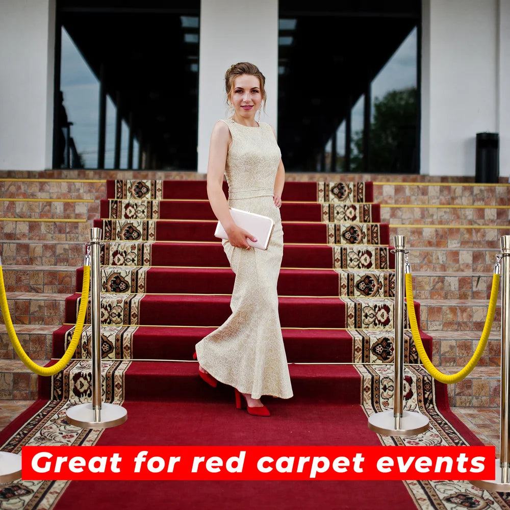 Berry 100CM Silver Stanchion Post with 1.5M Golden Velvet Rope