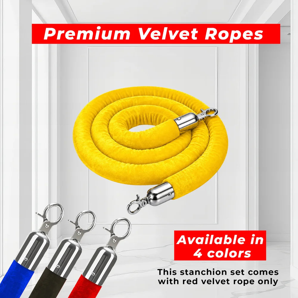 Berry 100CM Silver Stanchion Post with 1.5M Golden Velvet Rope