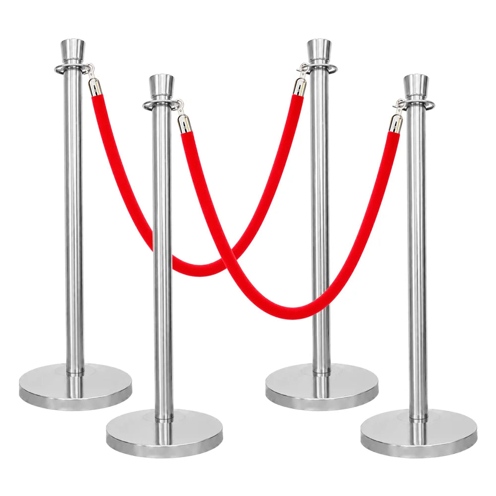Berry 100CM Silver Stanchion Post with 1.5M Red Velvet Rope