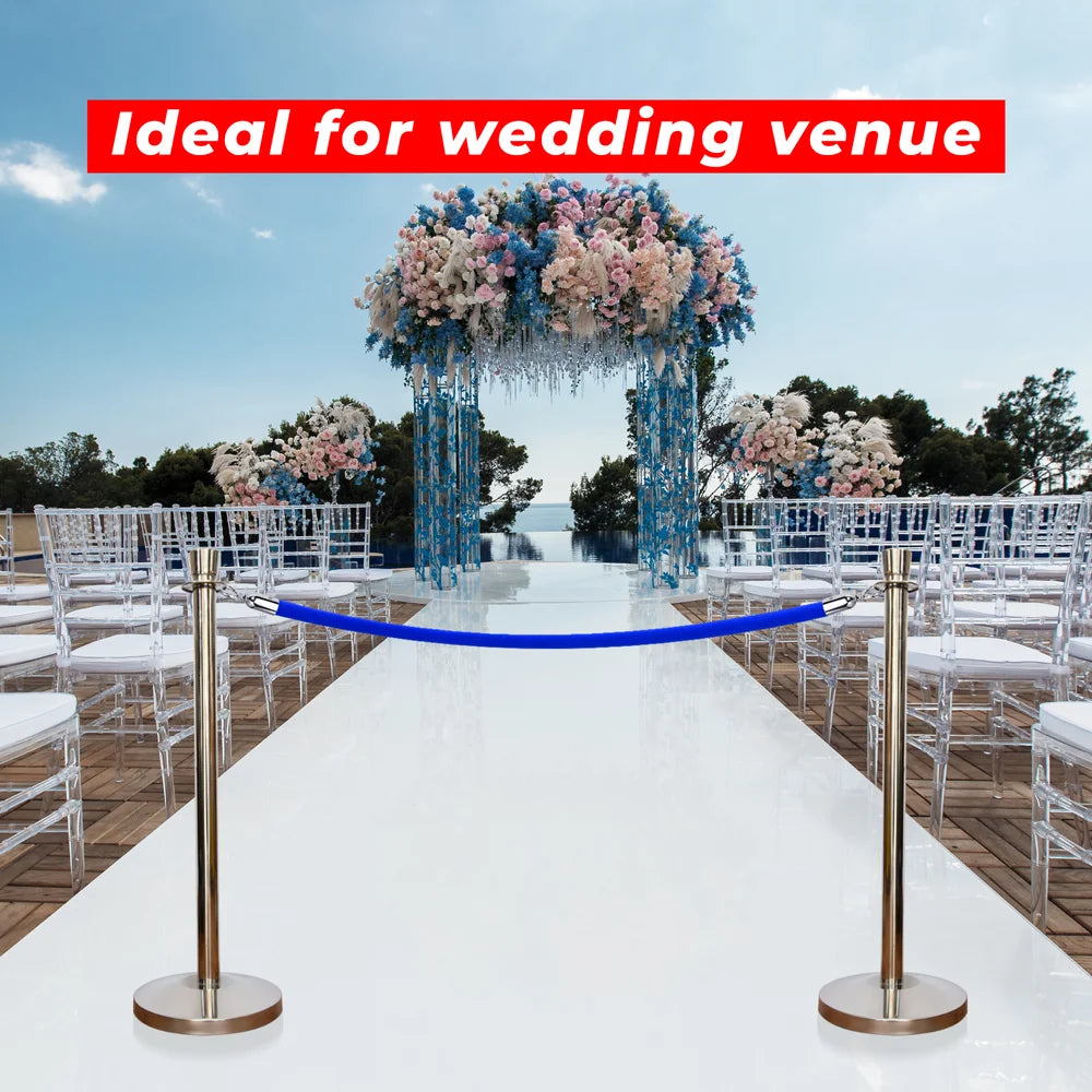Berry 100CM Silver Stanchion Post with 1.5M Blue Velvet Rope