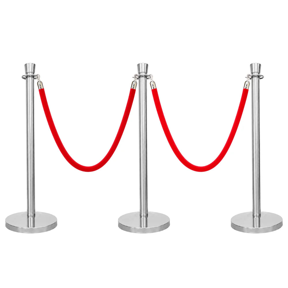 Berry 100CM Silver Stanchion Post with 1.5M Red Velvet Rope