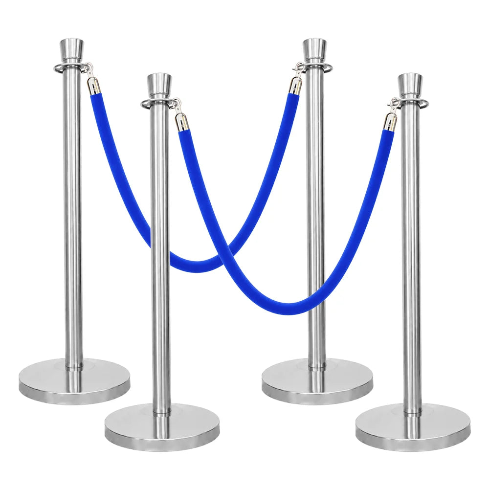 Berry 100CM Silver Stanchion Post with 1.5M Blue Velvet Rope
