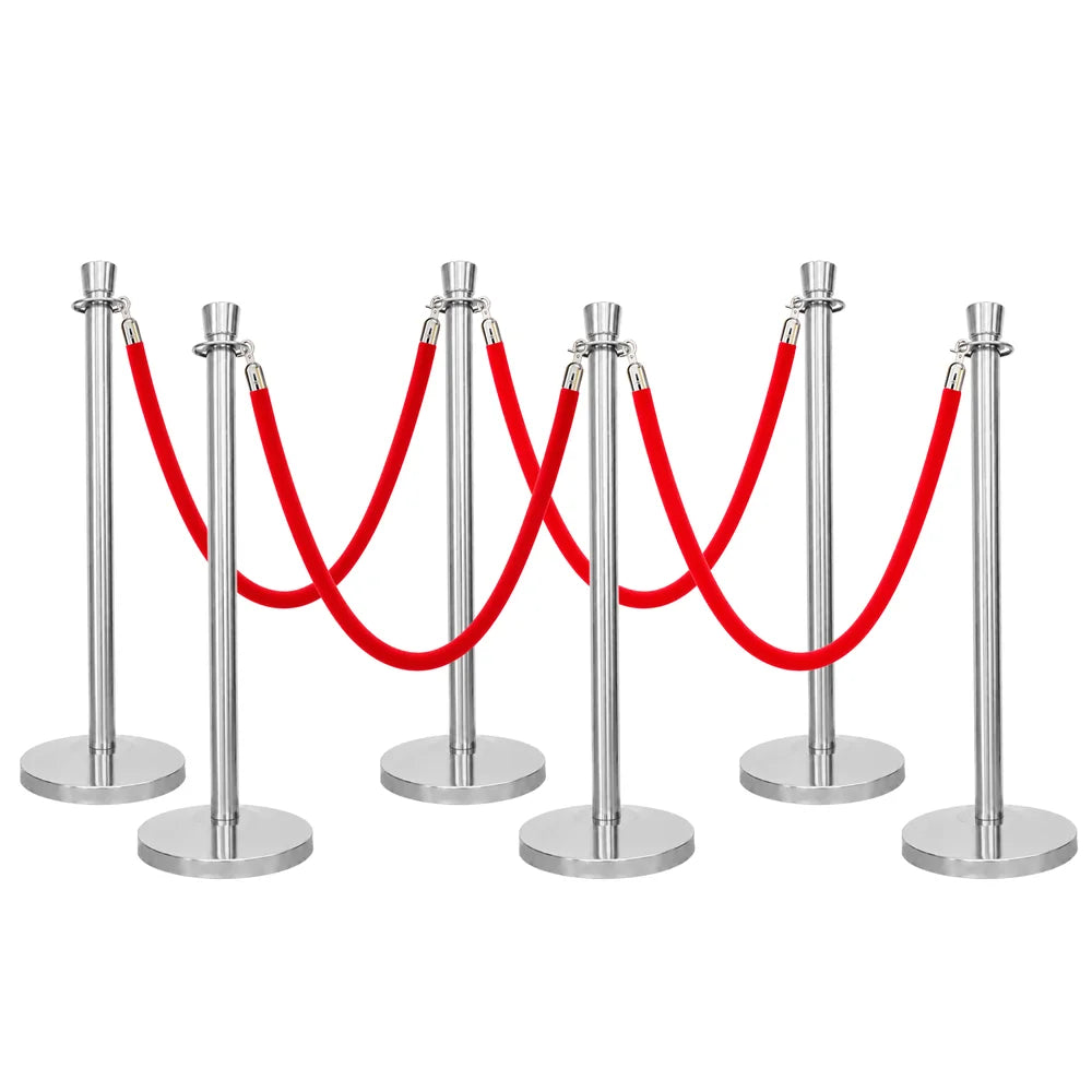 Berry 100CM Silver Stanchion Post with 1.5M Red Velvet Rope