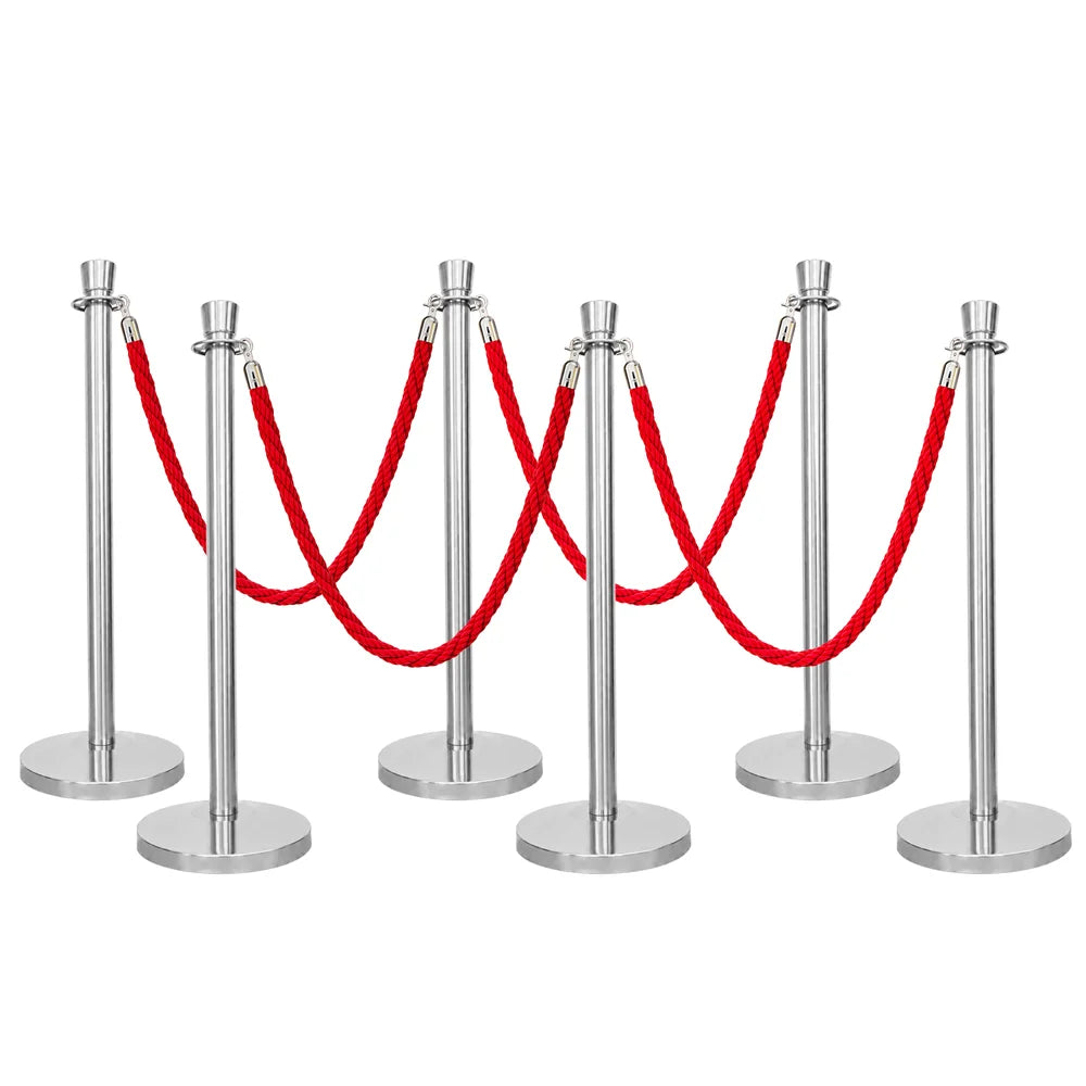 Berry 100CM Silver Stanchion Post with 1.5M Red Twisted Rope