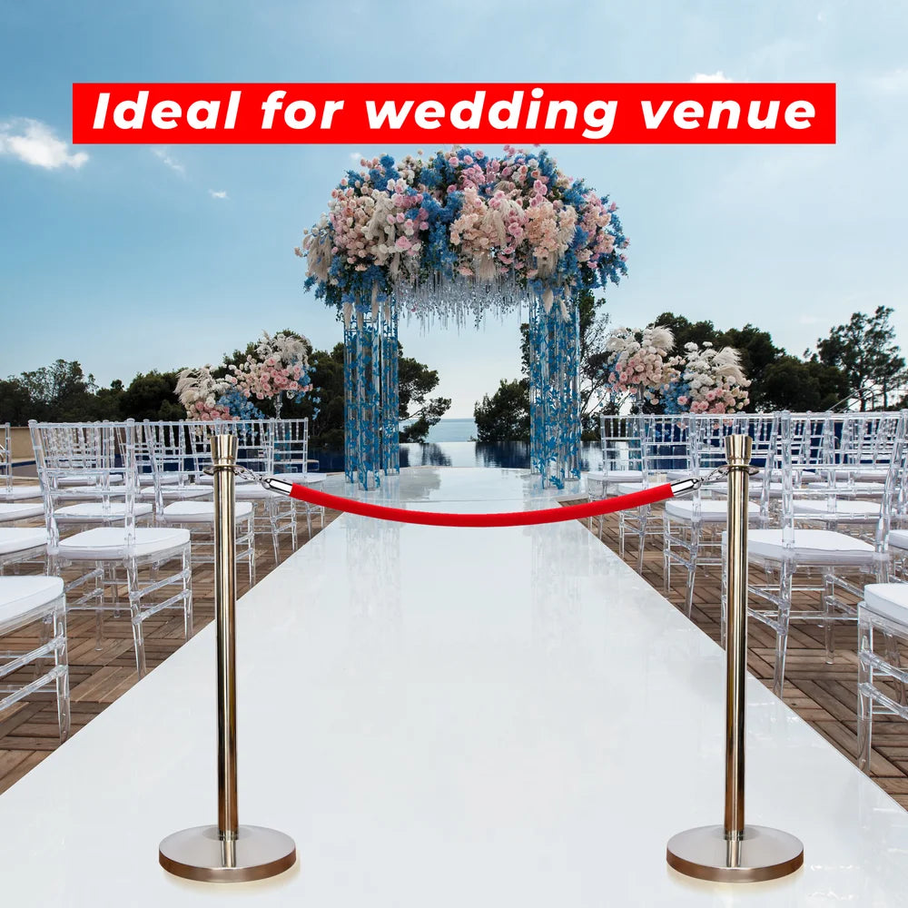 Berry 100CM Silver Stanchion Post with 1.5M Red Velvet Rope