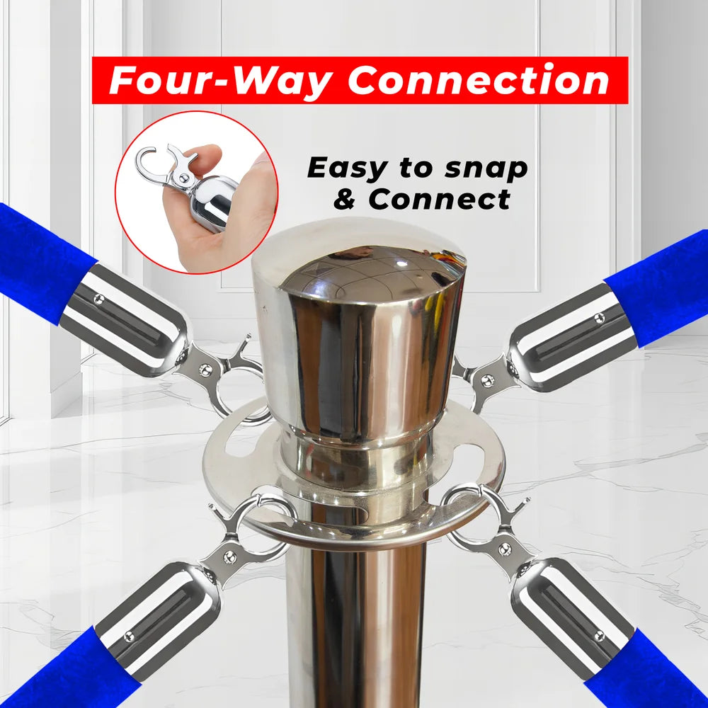 Berry 100CM Silver Stanchion Post with 1.5M Blue Velvet Rope