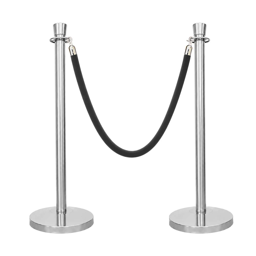 Berry 100CM Silver Stanchion Post with 1.5M Black Velvet Rope