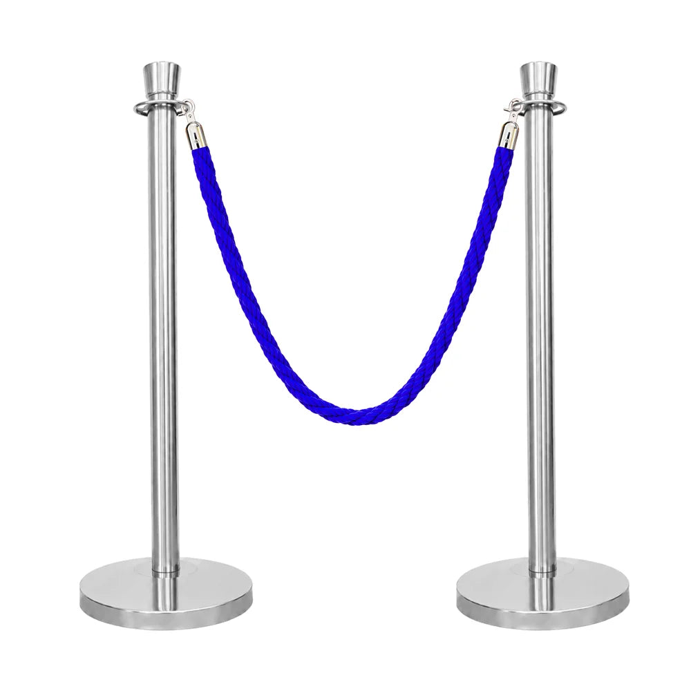 Berry 100CM Silver Stanchion Post with 1.5M Blue Twisted Rope
