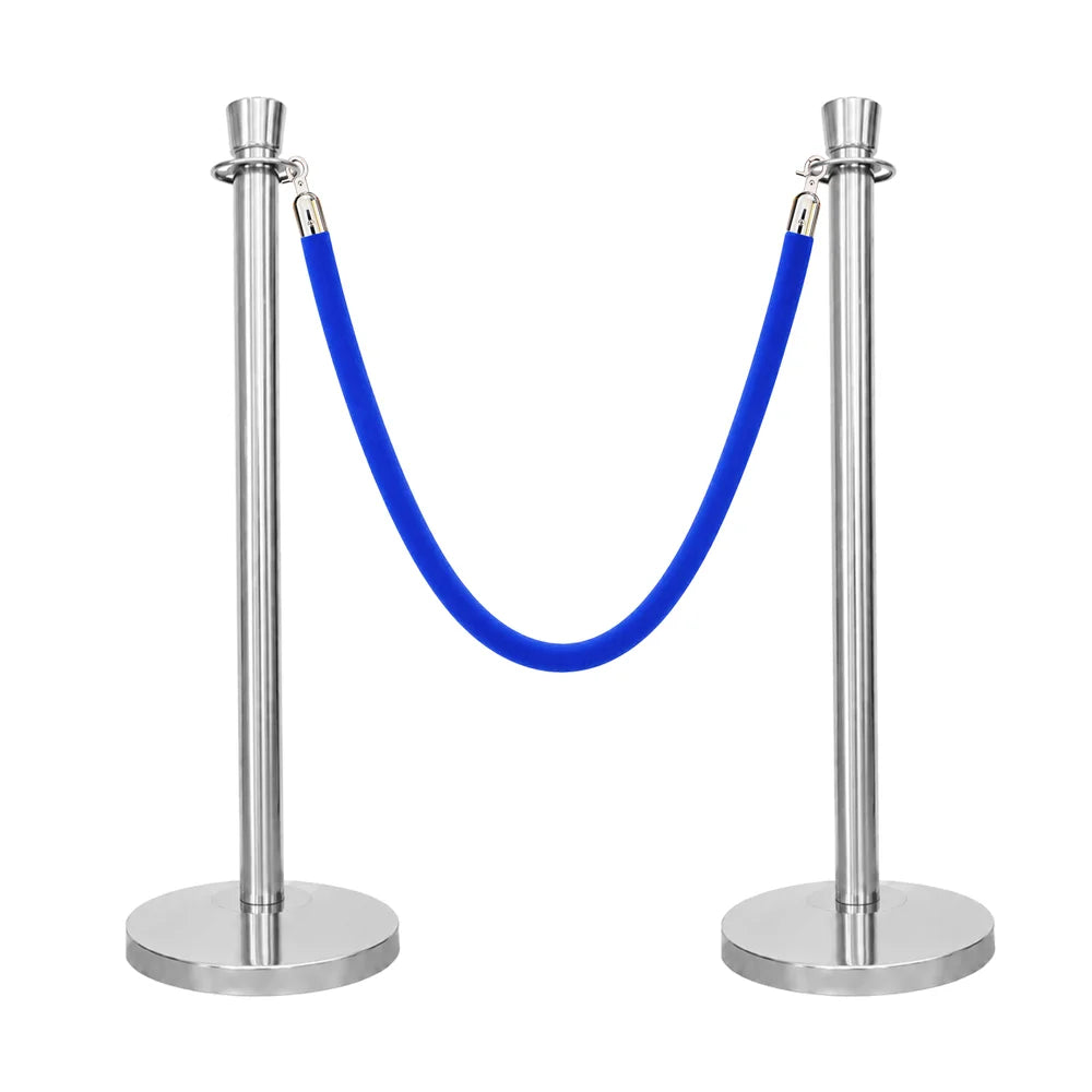 Berry 100CM Silver Stanchion Post with 1.5M Blue Velvet Rope