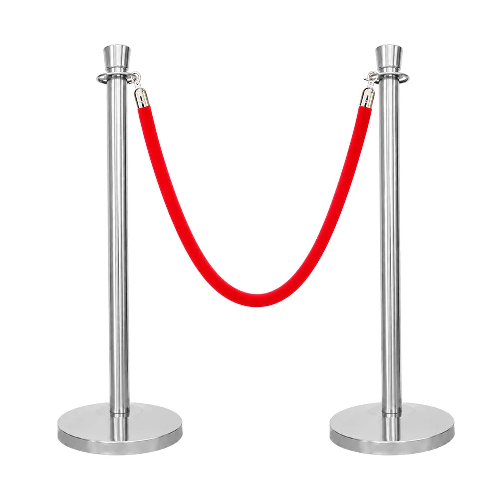 Berry 100CM Silver Stanchion Post with 1.5M Red Velvet Rope