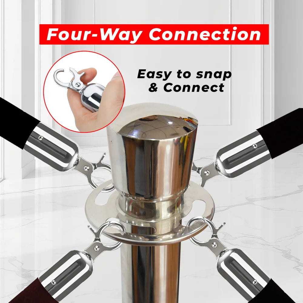 Berry 100CM Silver Stanchion Post with 1.5M Black Velvet Rope
