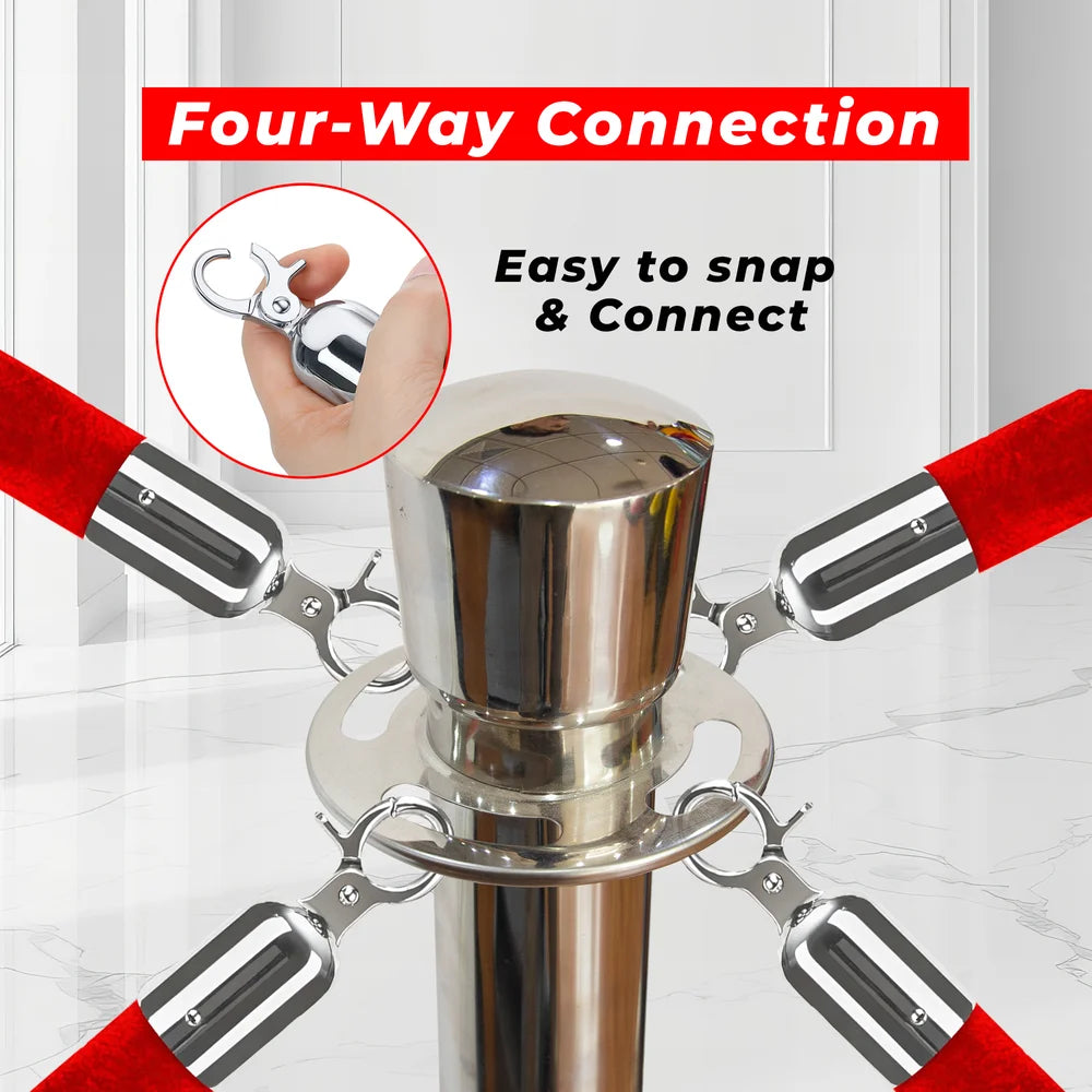 Berry 100CM Silver Stanchion Post with 1.5M Red Velvet Rope