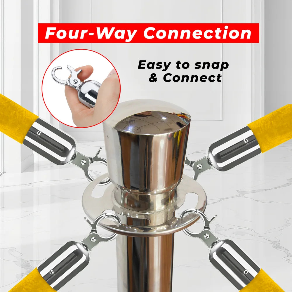 Berry 100CM Silver Stanchion Post with 1.5M Golden Velvet Rope