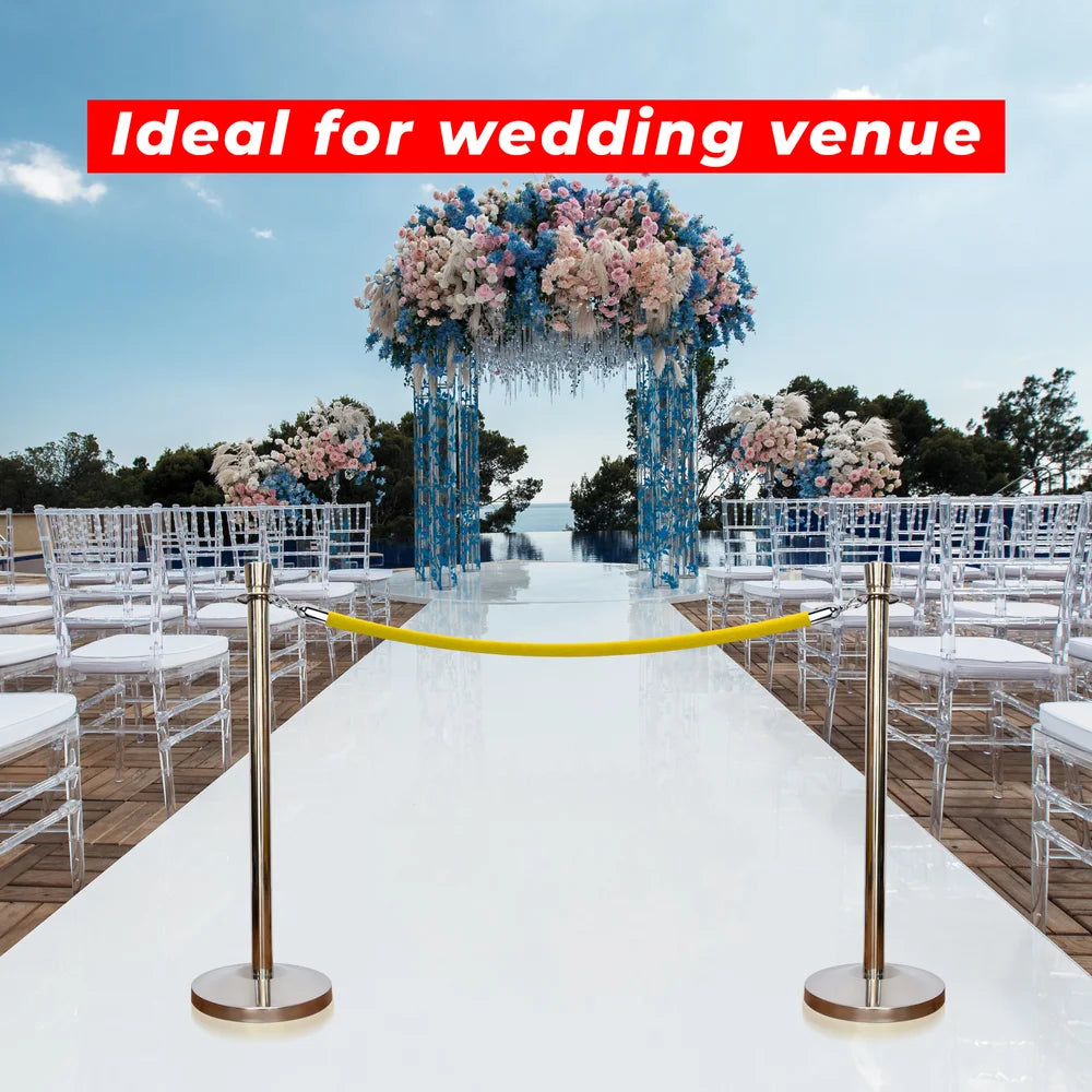 Berry 100CM Silver Stanchion Post with 1.5M Golden Velvet Rope
