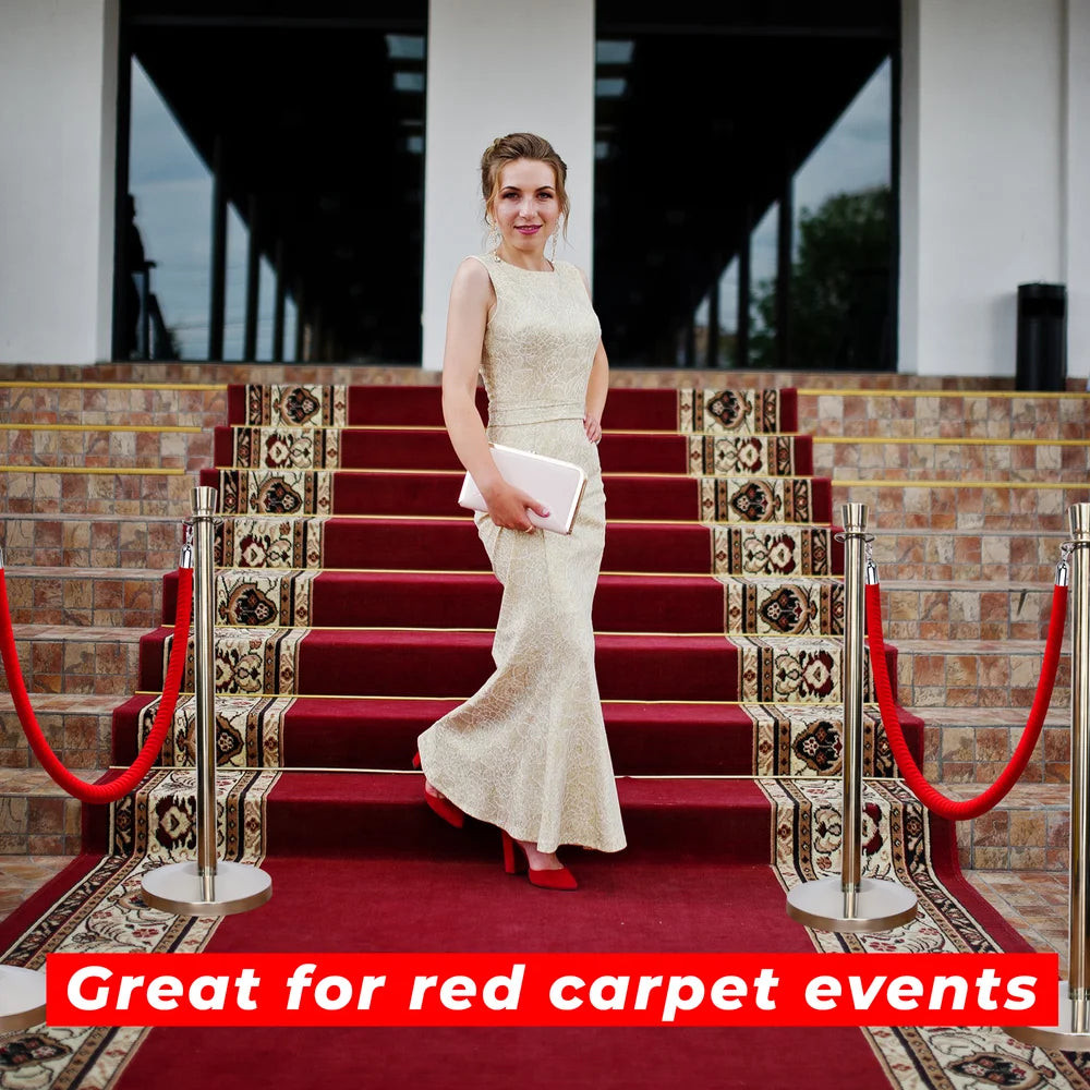 Berry 100CM Silver Stanchion Post with 1.5M Red Velvet Rope