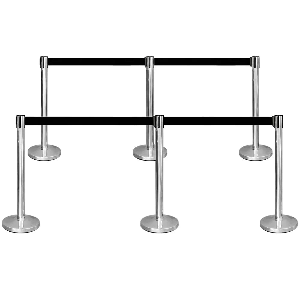100CM Berry stainless steel crowd divider post with 3M black retractable belt