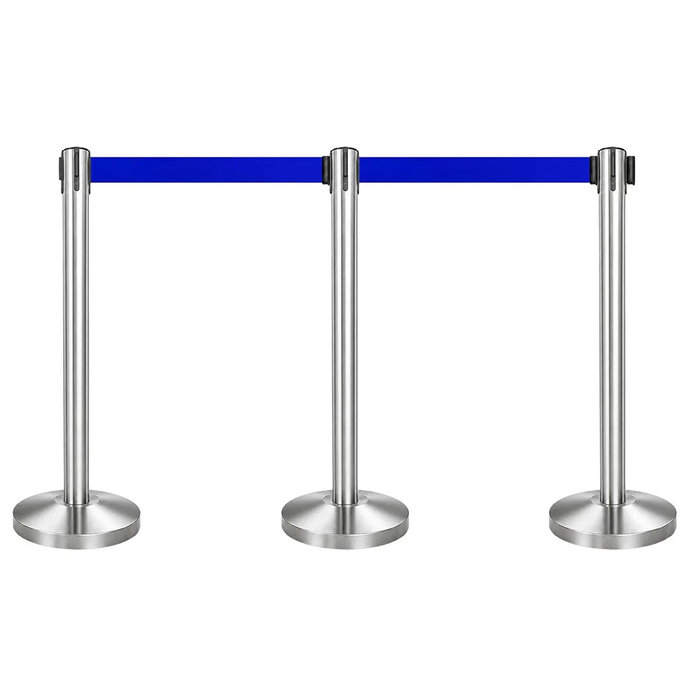 100CM Berry stainless steel entrance control post with 3M blue retractable belt