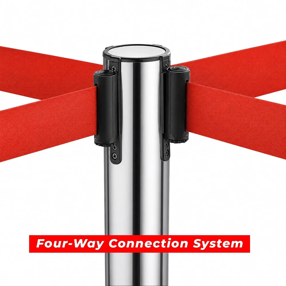 100CM Berry stainless steel queue barrier with 3M red retractable belt
