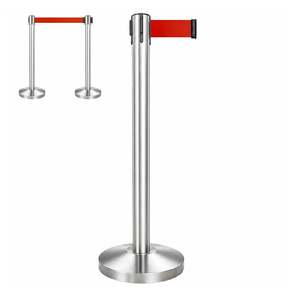 100CM Berry stainless steel stanchion post with 3M red retractable belt