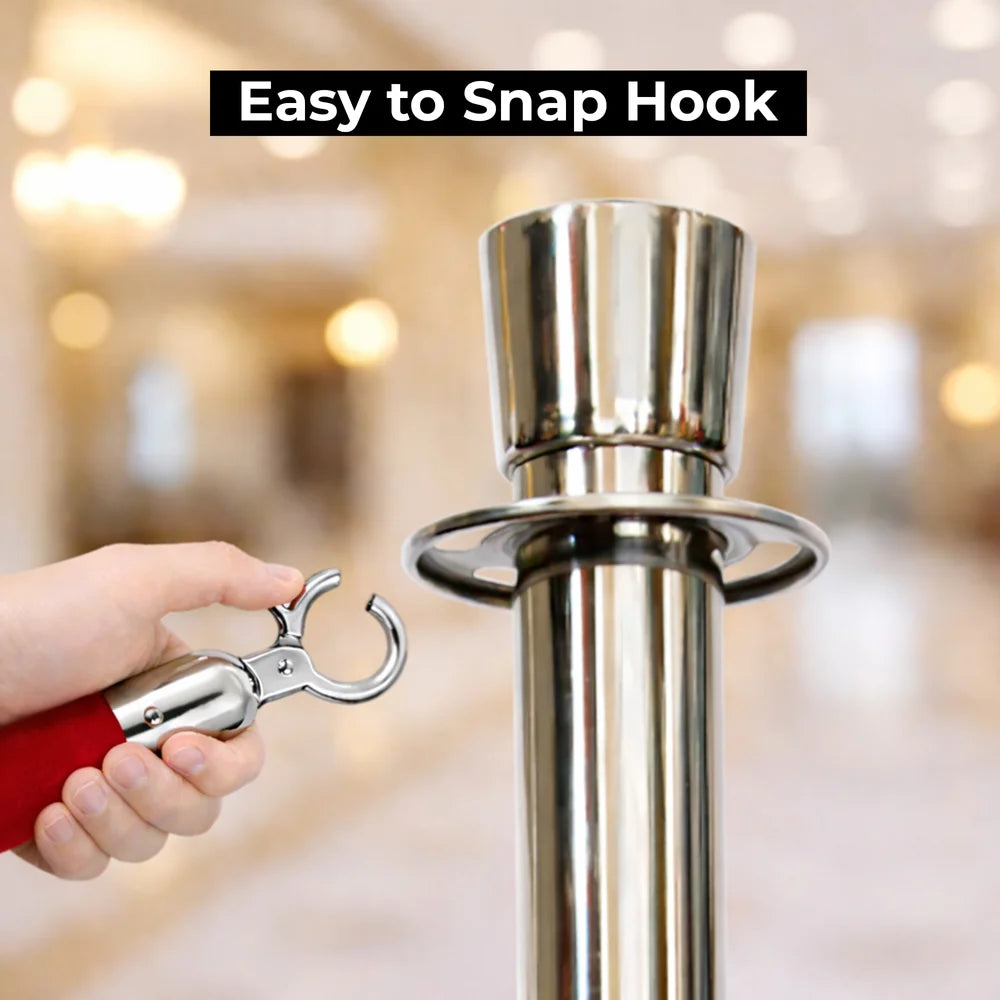 Berry 1.5M Velvet Stanchion Rope with Silver Hooks