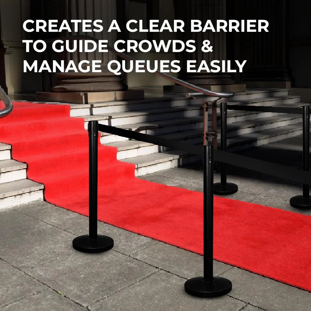 Berry Black Queue Barrier with 3M Black Retractable Belt