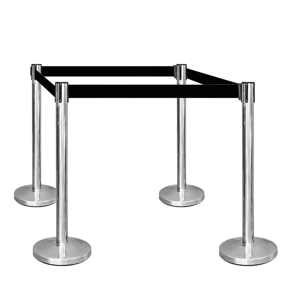 100CM Berry stainless steel queue barrier with 3M black retractable belt for organized lines