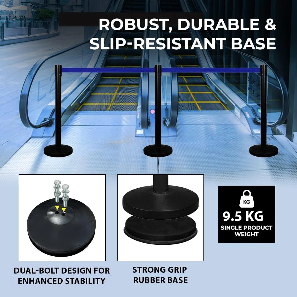 Berry Black Queue Barrier with 3M Blue Retractable Belt