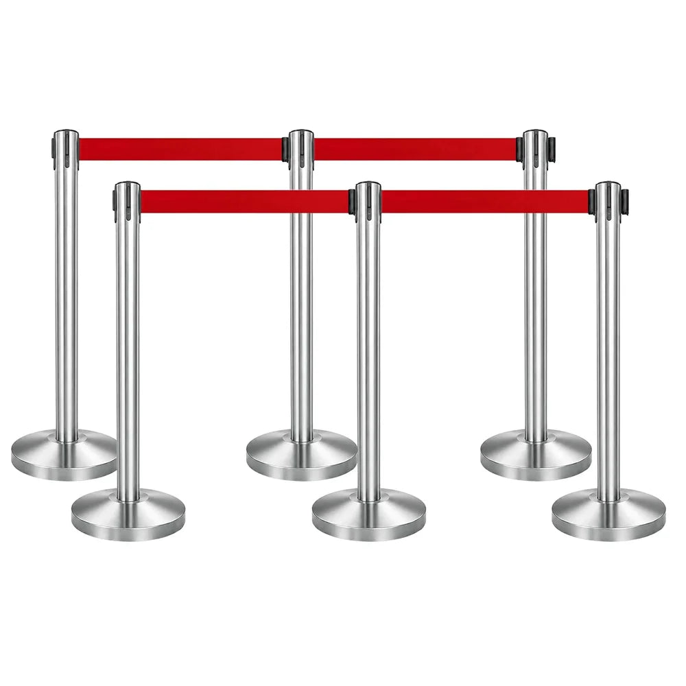 100CM Berry stainless steel queue barrier with 3M red retractable belt for organized lines
