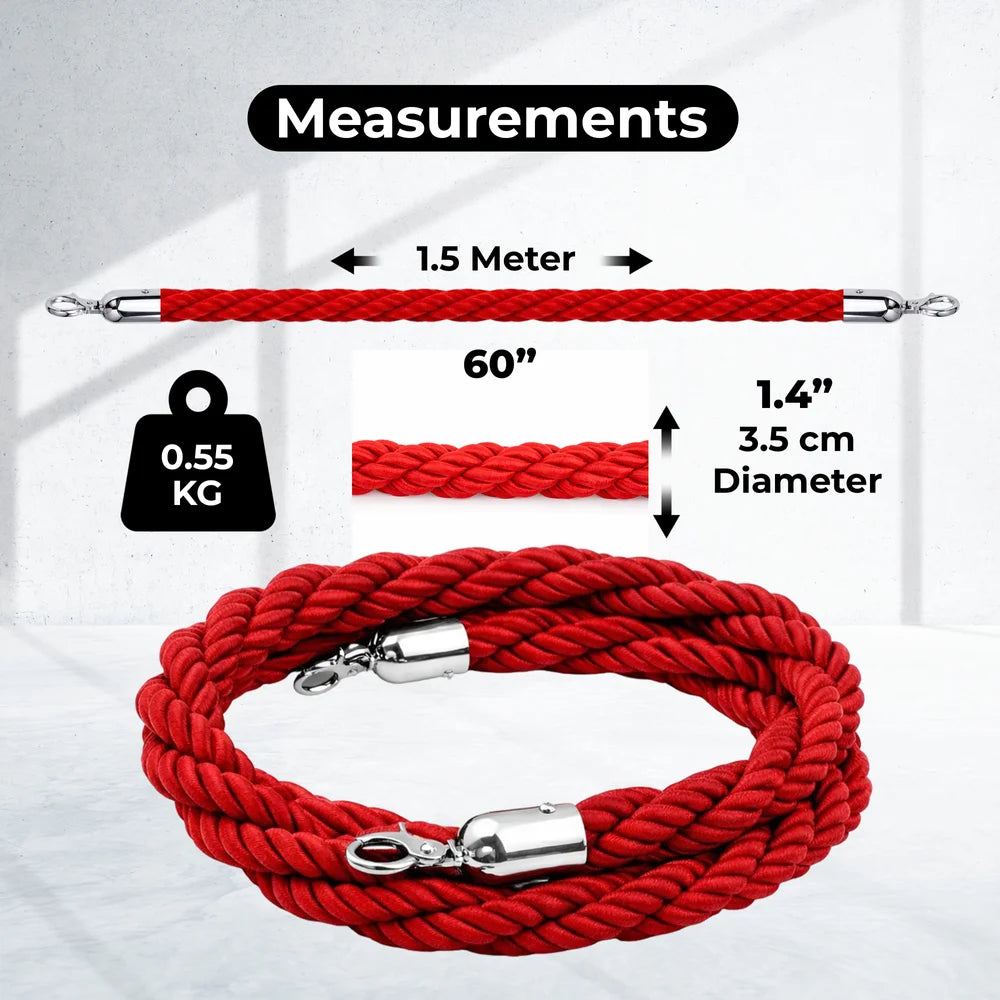 Berry 1.5M Twisted Stanchion Rope with Silver Hooks
