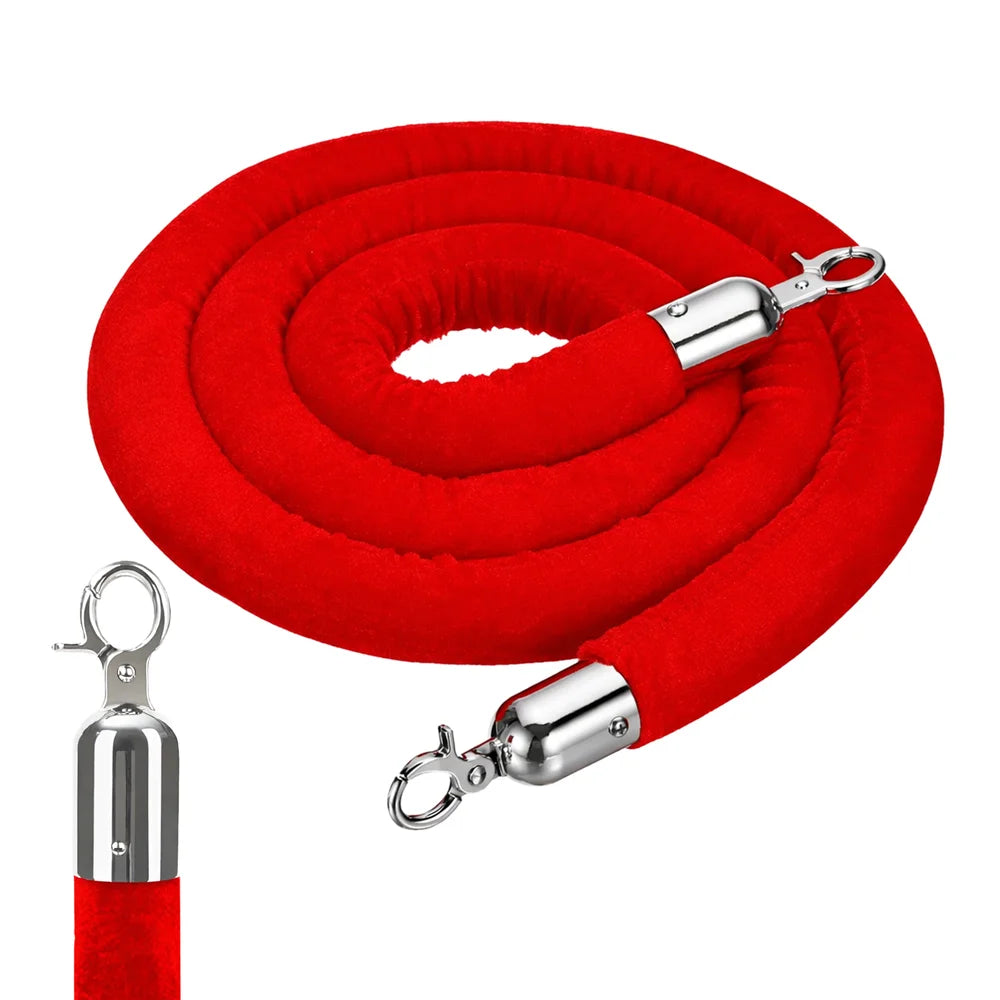 Berry 1.5M Velvet Stanchion Rope with Silver Hooks