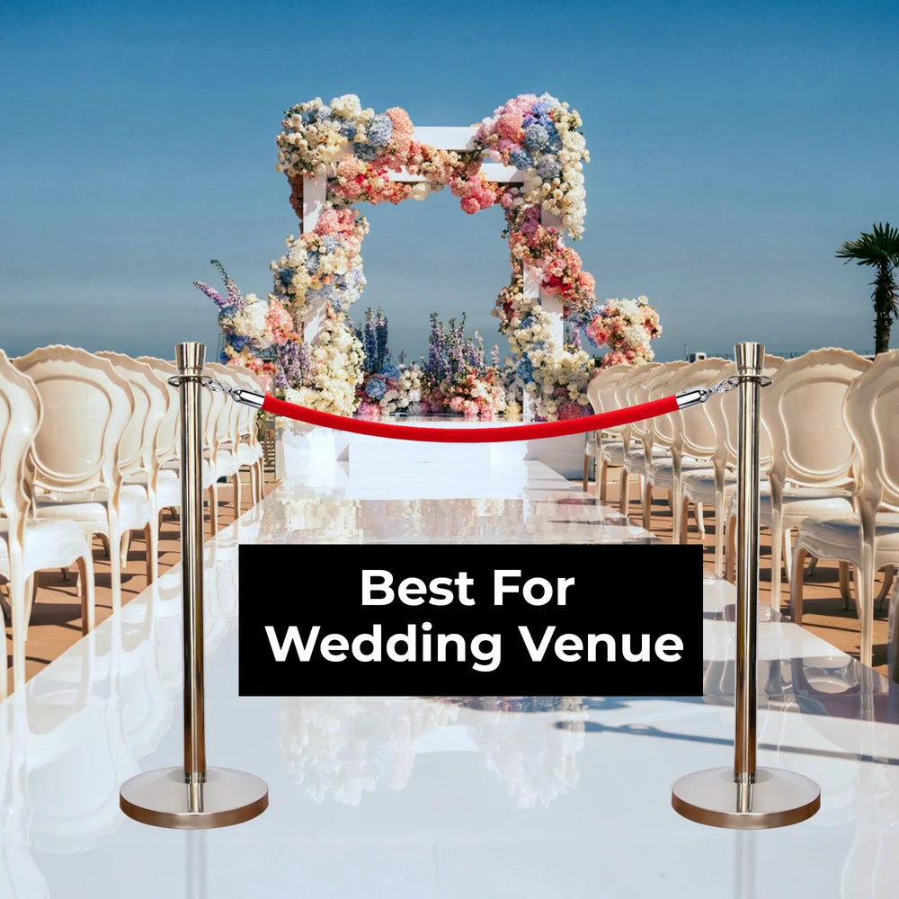 Berry 1.5M Velvet Stanchion Rope with Silver Hooks